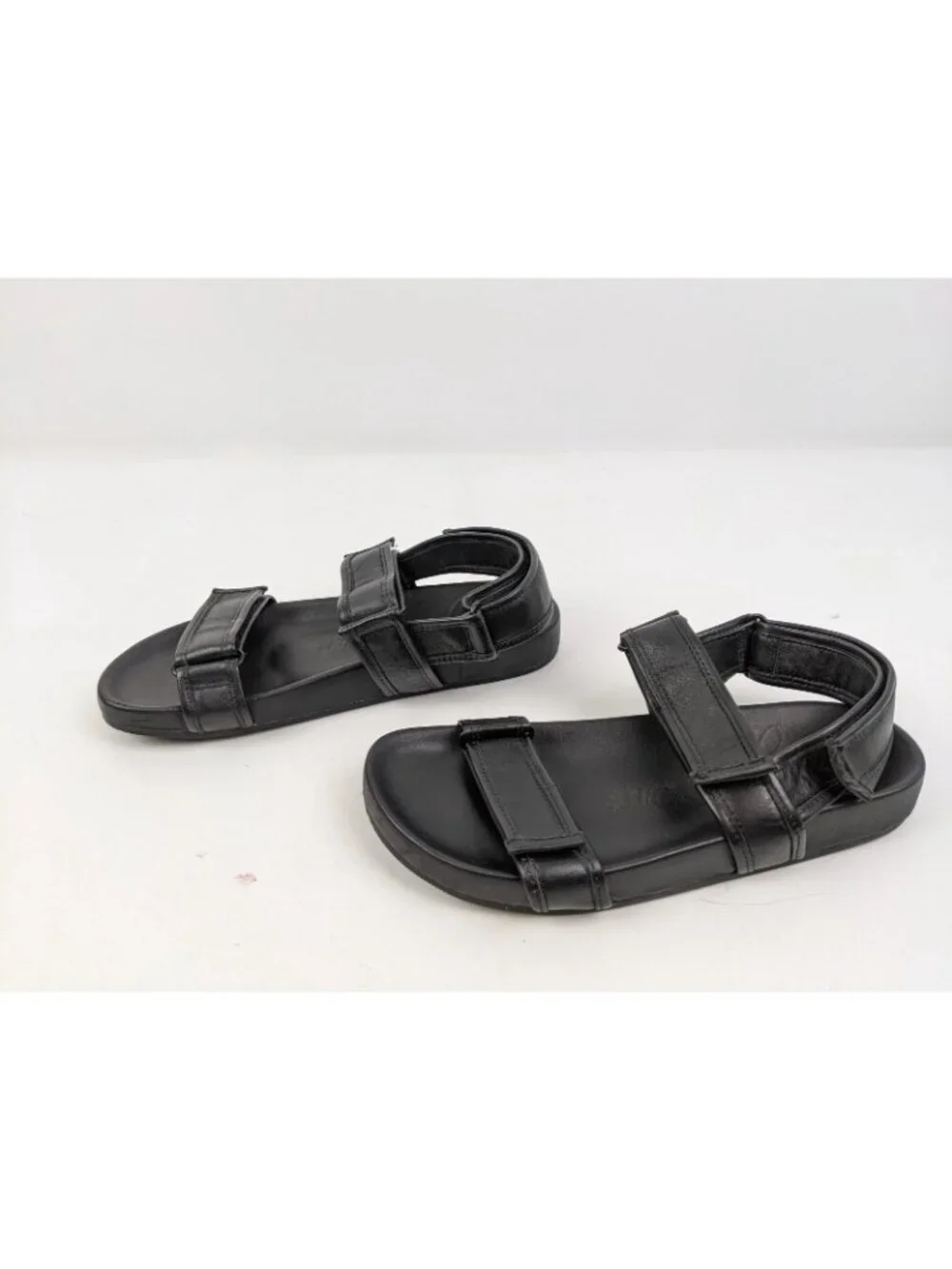 J Crew Pacific Sandals Shoes Womens Size 7 Black Leather Strappy Adjustable